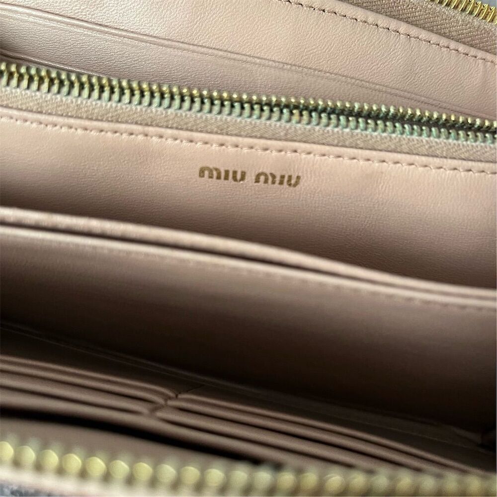 Miu Miu Women's Light Pink Zip-Around Wallet - Picture 7 of 11